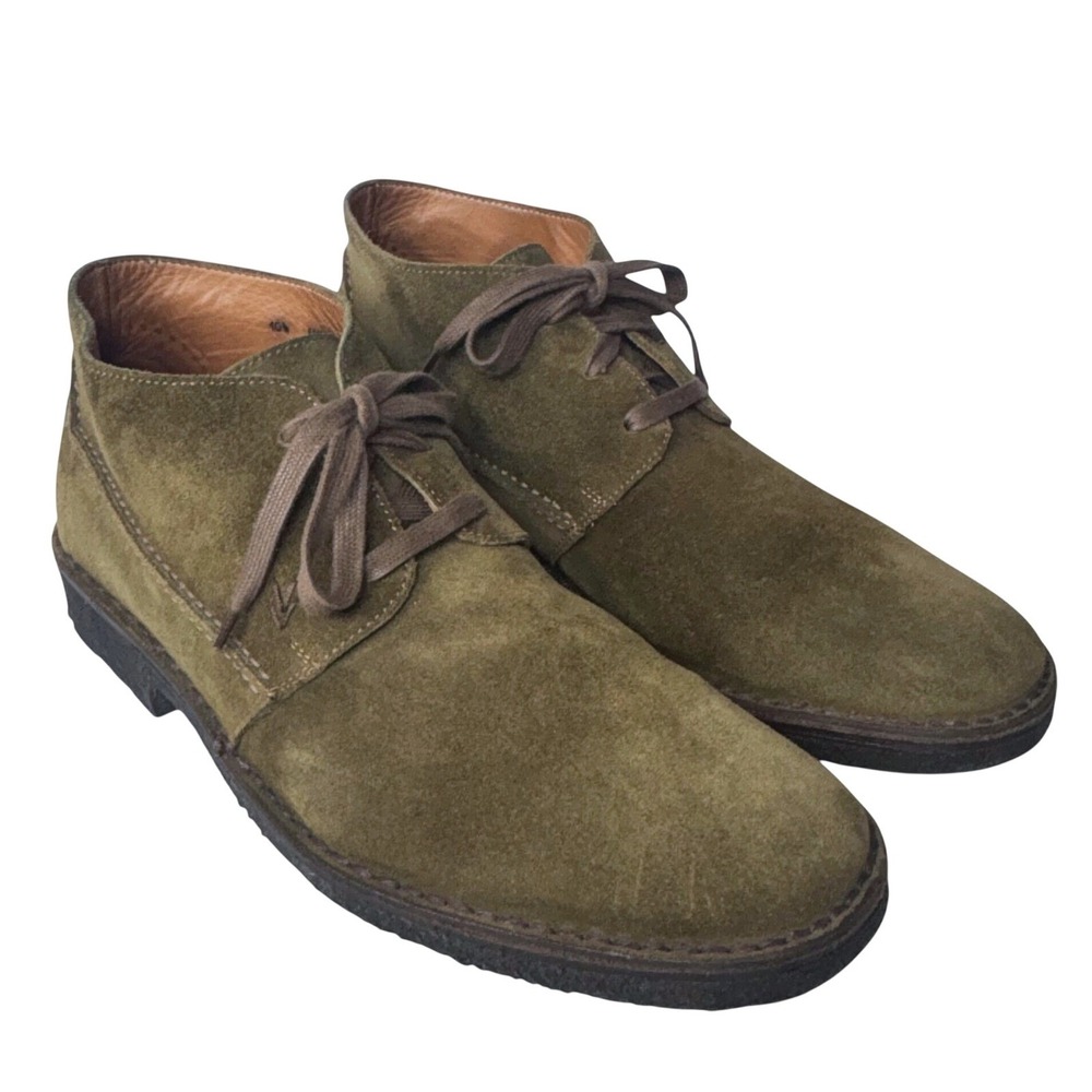 John Varvatos Chukka Boots Suede Green Lace Up Handmade ITALY Mens 10.5 RARE